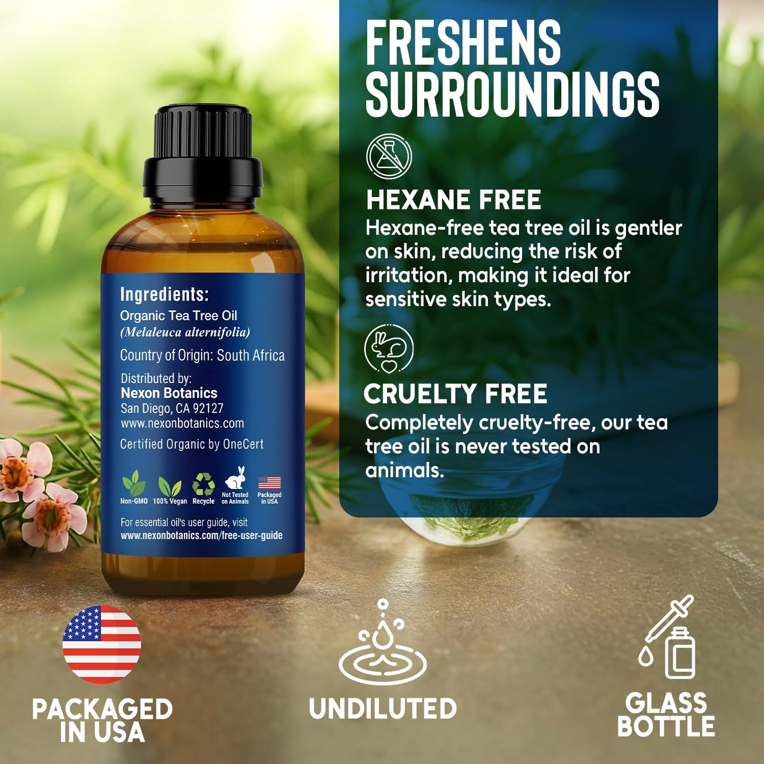 Organic Tea Tree Oil 30 ml - Pure, Natural Melaleuca Alternifolia Essential Oil for Skin, Face, Scalp, Aromatherapy & Diffusers - Nexon Botanics - Image 6