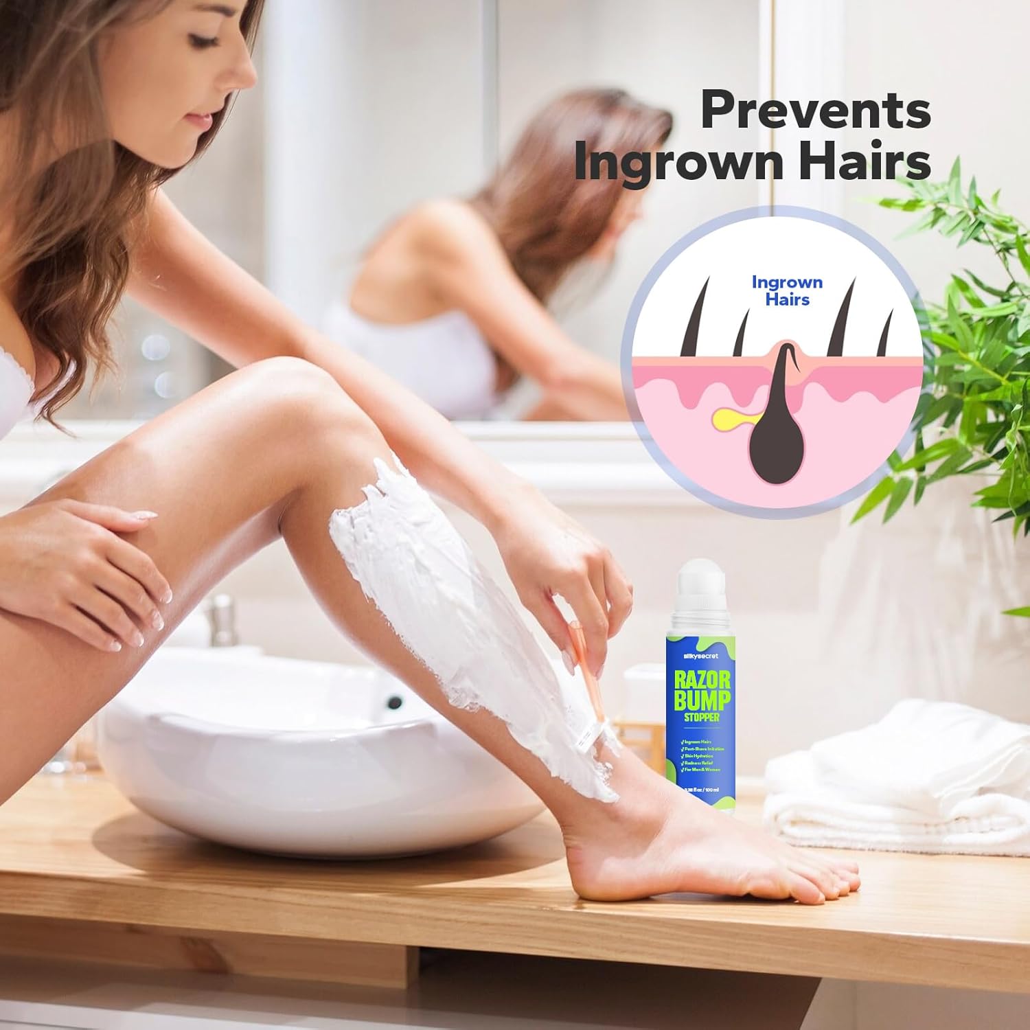 Razor Bump Stopper (3.38 Fl Oz), Ingrown Hair Treatment for Men & Women, Razor Burn Relief for Bikini Area, After Shave Lotion for Smooth, Bump-Free Skin - Image 3