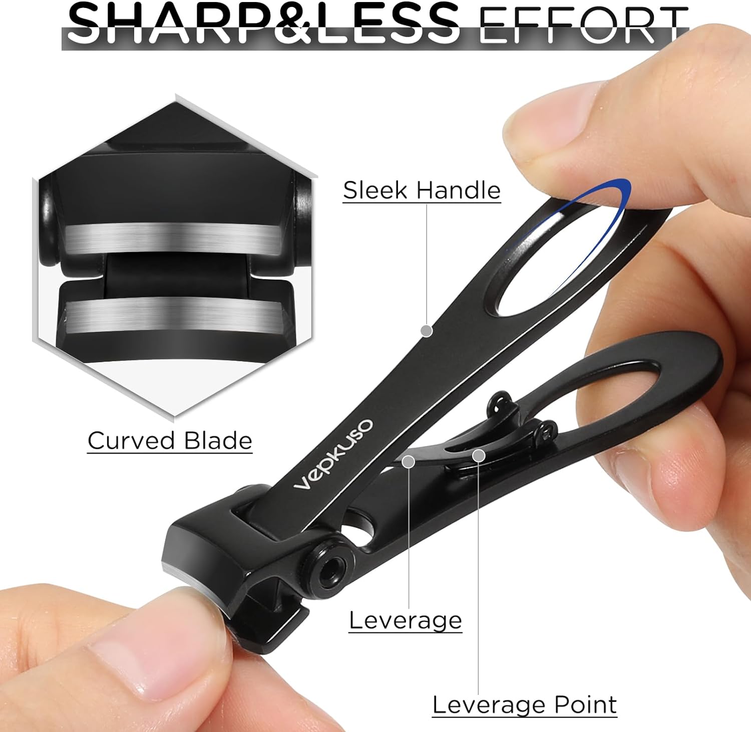 Nail Clippers for Seniors, Wide Jaw Fingernail Clippers and Angled Head Toenail Clippers for Thick Nail, Professional German Nail Clippers for Men, Women&Pregnant,Black - Image 4