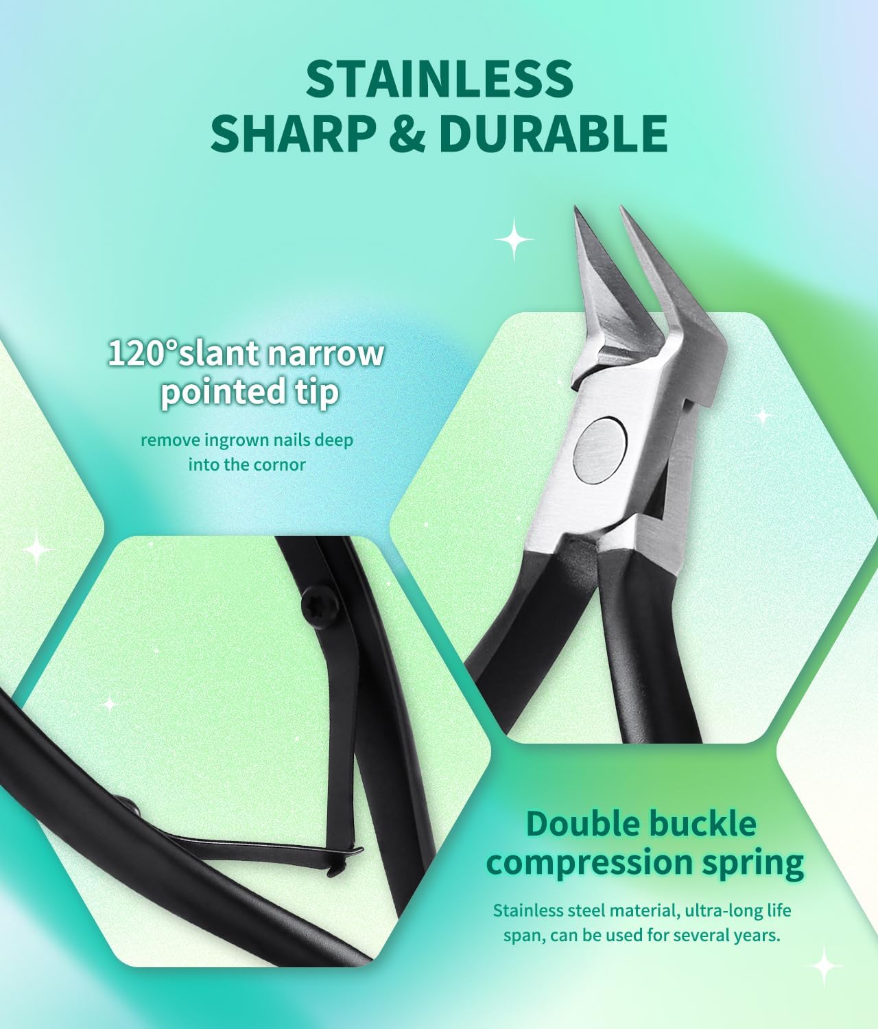 Straight Slanted Ingrown Toenail Clippers for Thick Toenails, Sharp Pointed Tip Toe Nail Cutter, Stainless Steel Heavy Duty Podiatrist Tools for Seniors Men (Black) - Image 4