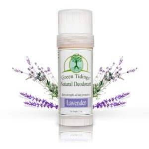 Green Tidings Natural Lavender Deodorant | Vegan, Organic Underarm Care for Men and Women, Fragrance Free, Aluminum Free, Baking Soda-Based Formula (2.7 Ounce, Pack of 1)