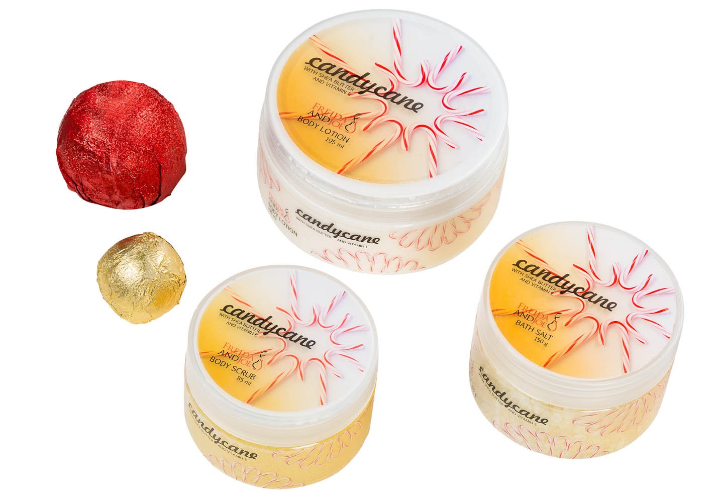 C&Y Cane Peppermint Fragrance Gold Tree Bath & Body Gift Set 5 Piece with Lotion, Gel, Salt, 2 Bombs - Image 2