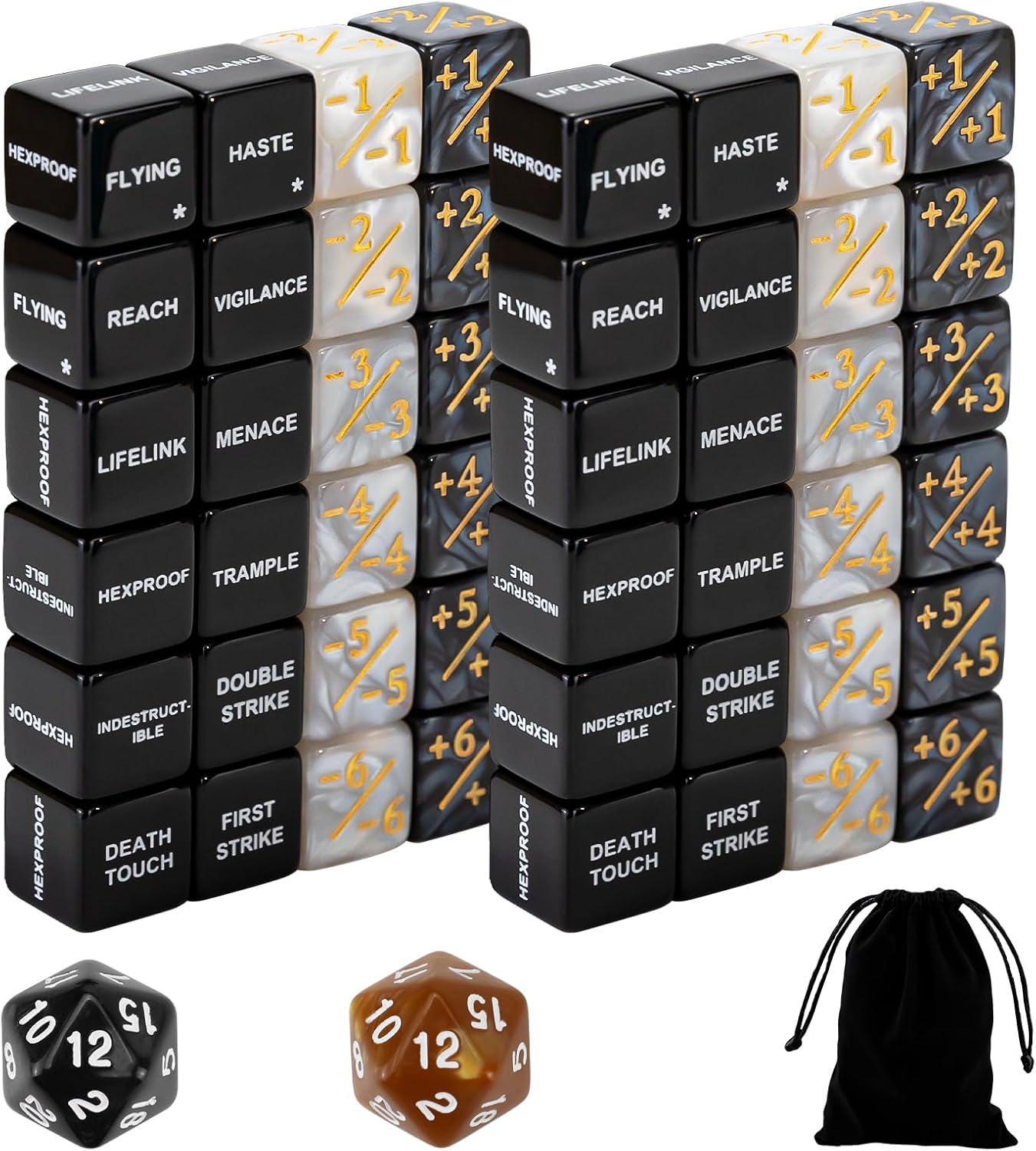 50PCS Abilities Keywords Counter MTG Dice Set for Magic Card, MTG Bulk Creature Stats Buff Tokens Dice, Compatible with TCG Card Game Accessories CCG Creature Stats