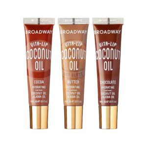 Ruby Kisses Broadway Vita-Lip Tinted Lip Gloss (6 Pack) Ultra-Hydrating & Soothing Formula with Vitamins, High-Shine Non-Sticky Lip Balm with Rosehip, Coconut, Jojoba Oil in 3 Pink & 3 Brown Shades