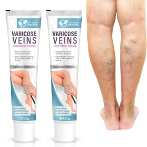 Varicose Veins Treatment for Legs, 2 Count Varicose Veins Cream - Improves Blood Circulation, Reduces Varicose Veins and Heaviness