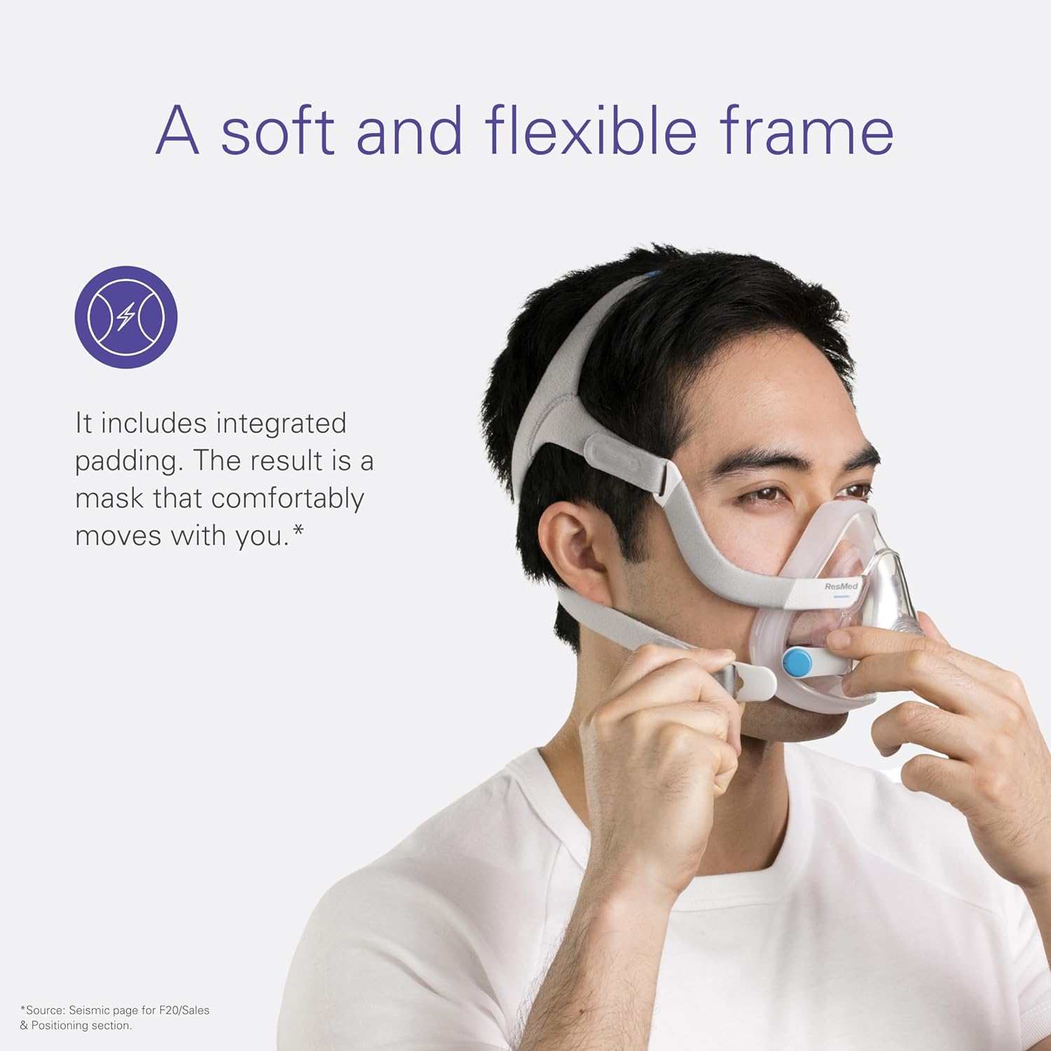 ResMed AirFit/AirTouch F20 Headgear - Replacement CPAP Headgear - Frame System & Full Face Cushion Not Included - Premium CPAP Accessories - Medium/Standard, Blue - Image 3