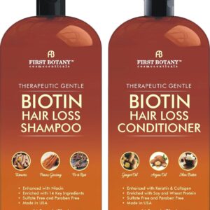 First Botany, Hair Growth Shampoo Conditioner Set - An Anti Hair Loss Biotin Shampoo & Conditioner with DHT blockers to fight Hair Loss For Men & Women, All Hair types, Sulfate Free - 2 x 16 fl oz
