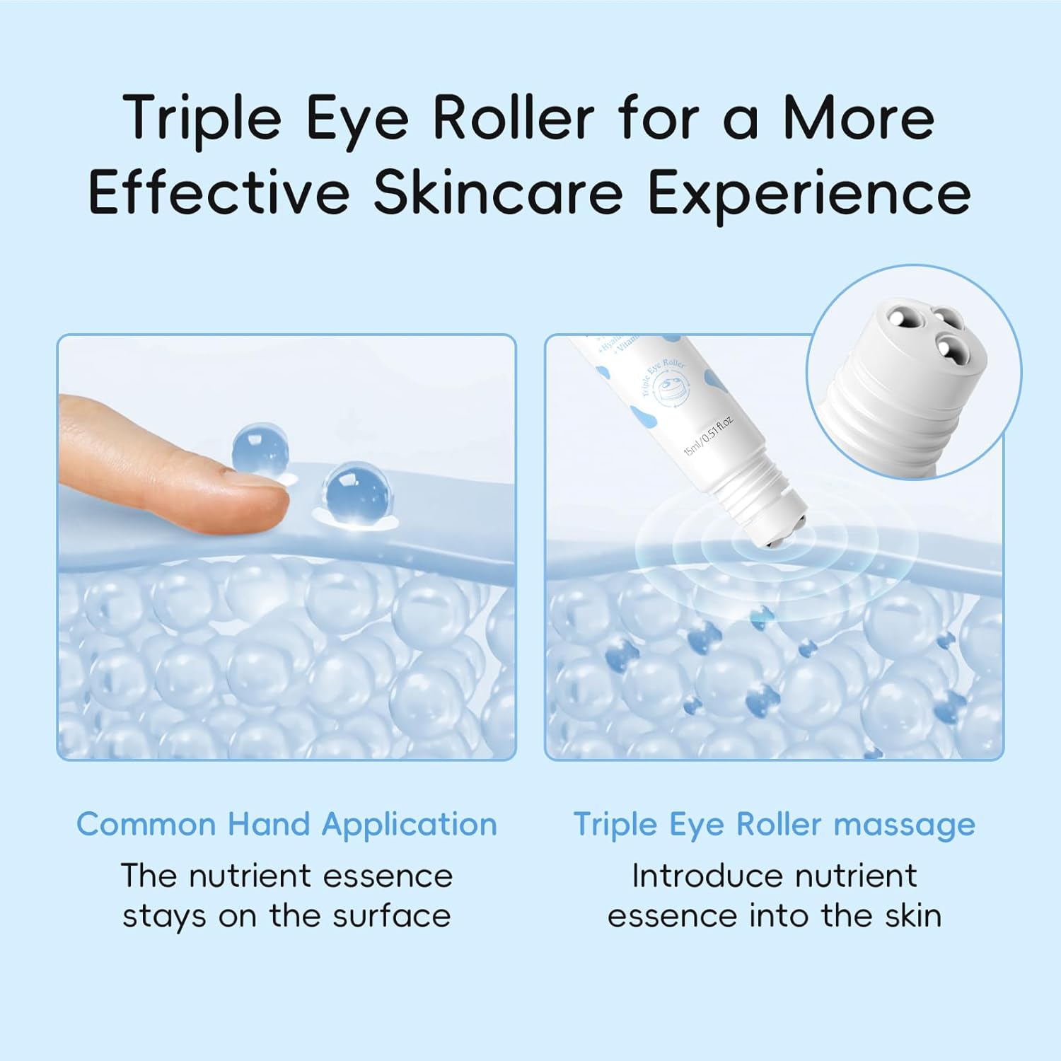ARAKY Milk Eye Cream for Dark Circles and Puffiness, Hydrating Triple-roller Eye Serum, Improve Skin Elasticity, Intense Moisturizing Dullness, Dryness, Reduce Fine Lines, Skin Care Cream 0.51 oz - Image 3