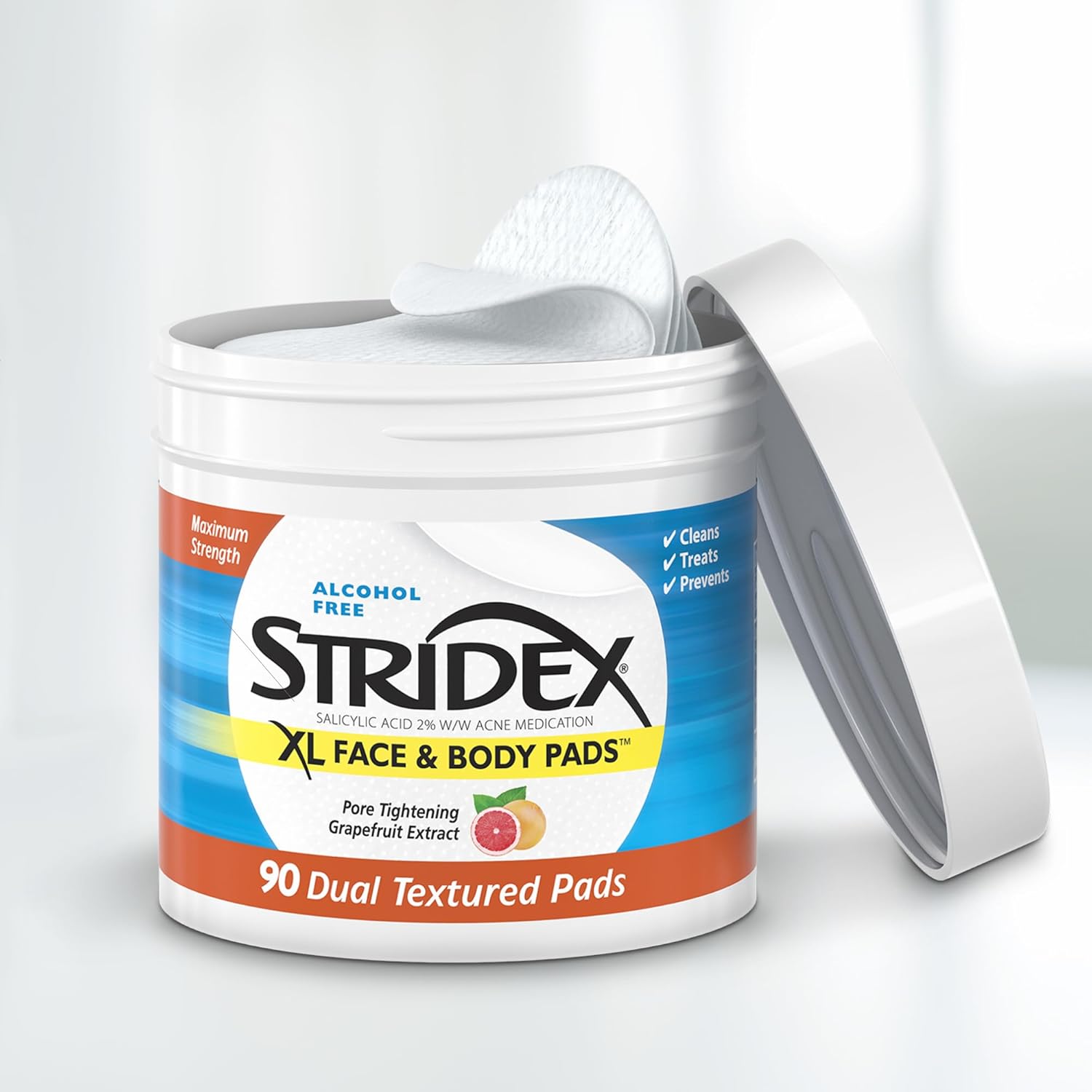 Stridex XL 90 Count Face and Body Pads for Acne Clearing Skin Care - Image 3