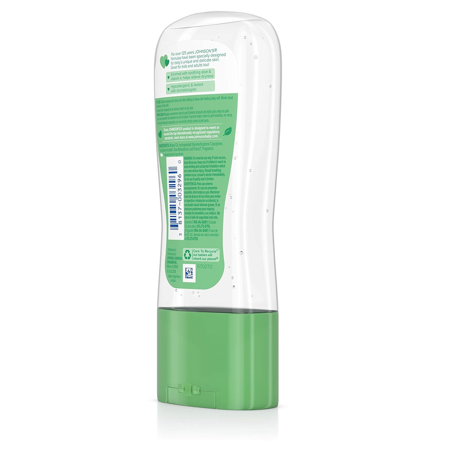 Johnson's Baby Oil Gel with Aloe Vera & Vitamin E, Hypoallergenic Baby Skin Care, 6.5 fl. oz - Image 7