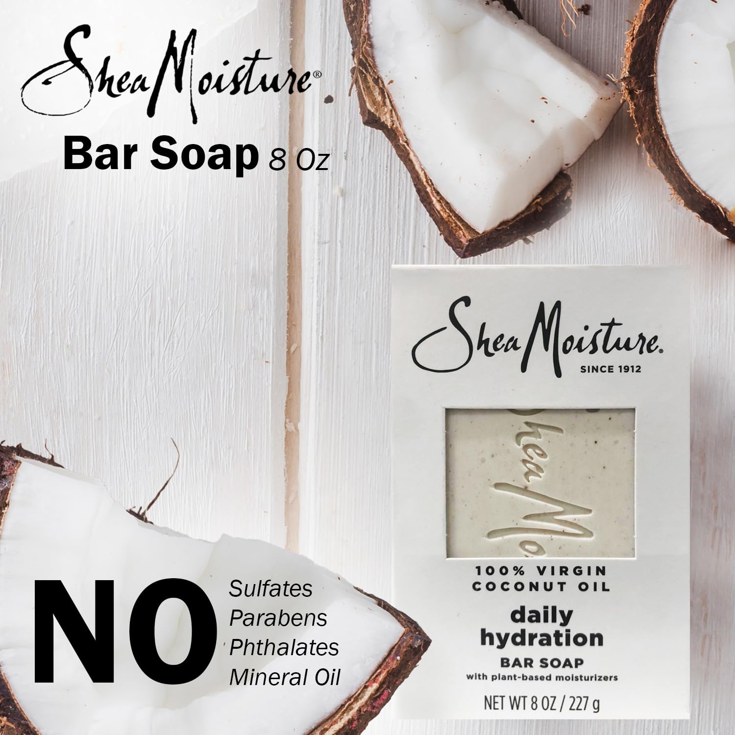 SheaMoisture 100% Virgin Coconut Oil Daily Hydrating Bar Soap 8 oz 2 Pack - Image 2