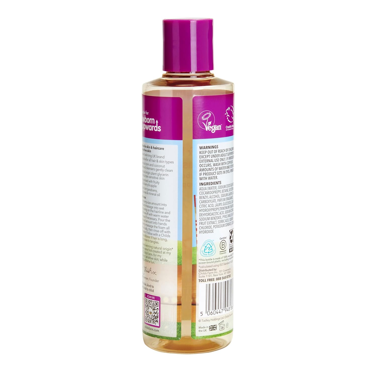 Childs Farm, Kids Hair & Body Wash for Dry, Sensitive Skin, Blackberry & Organic Apple, Gently Cleanses, Vegan, Cruelty-Free, 8.4 Fl Oz - Image 2
