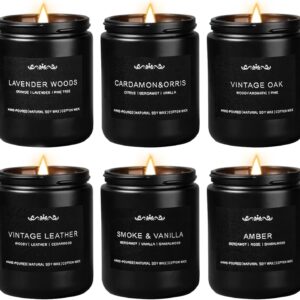 Scented Candles for Men, 6-Pack Candles for Home Scented, 42oz, 300 Hours Burning Time Long-Lasting Aroma — The Masculine Men Candle, Perfect for Boyfriend, Him, Father Aromatherapy Gift