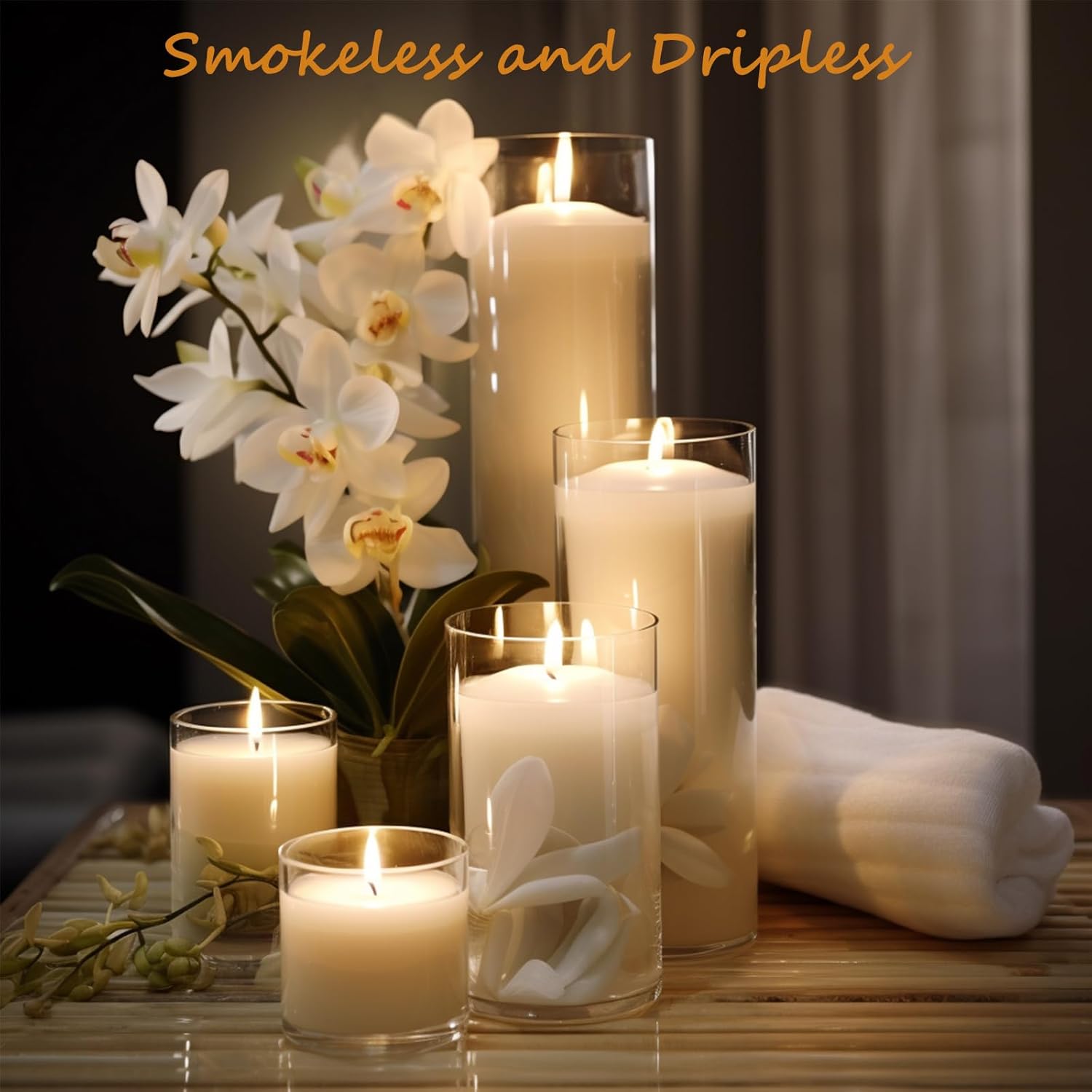 Set of 6 Unscented White Pillar Candles – Smokeless, Long-Lasting for Decor, Sizes 3" 6" 8" - Image 5