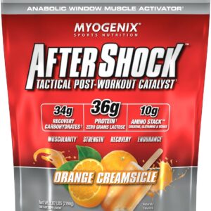 Myogenix Aftershock Post Workout, Muscle Growth Whey Protein Powder | Anabolic Whey Protein and Mass Building Carbohydrates | Amino Stack Creatine and Glutamine Plus BCAAs | Orange Creamsicle 6 LBS