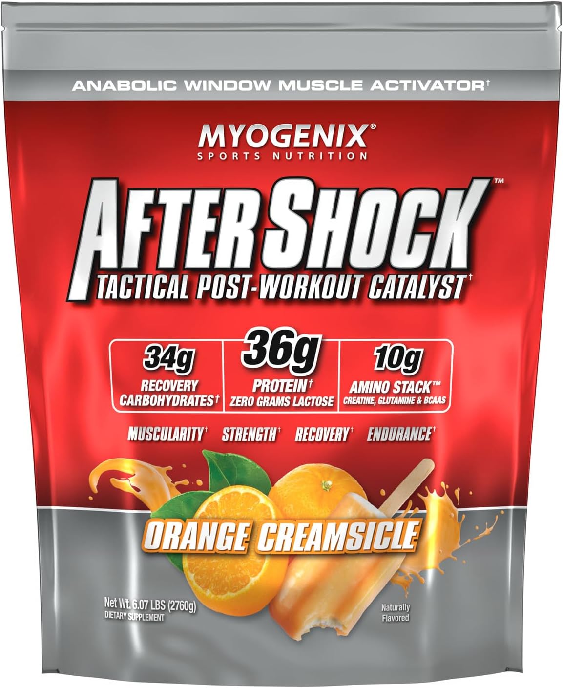 Myogenix Aftershock Post Workout, Muscle Growth Whey Protein Powder | Anabolic Whey Protein and Mass Building Carbohydrates | Amino Stack Creatine and Glutamine Plus BCAAs | Orange Creamsicle 6 LBS