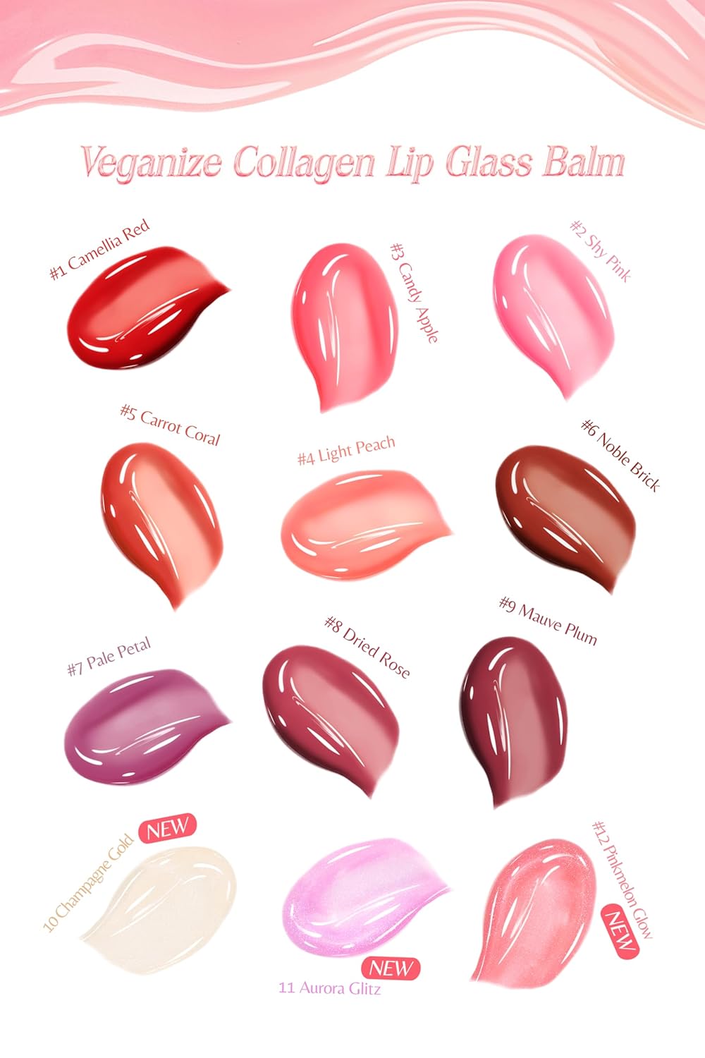 Self Beauty Vegan Korean Lip Balm Moisturizing Care - Collagen Lip Glass Hydrating, Hyaluronic Lip Gloss Repair - 0.06 oz (#2 Shy Pink) - Image 6