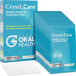 CrystLCare Tooth Sensitivity Treatment for Rapid and Long Lasting Relief for Adults & Kids – Sensitive Teeth Dental Strips for Hydroxyapatite Enamel Remineralization & Tooth Enamel Repair (14 Count)