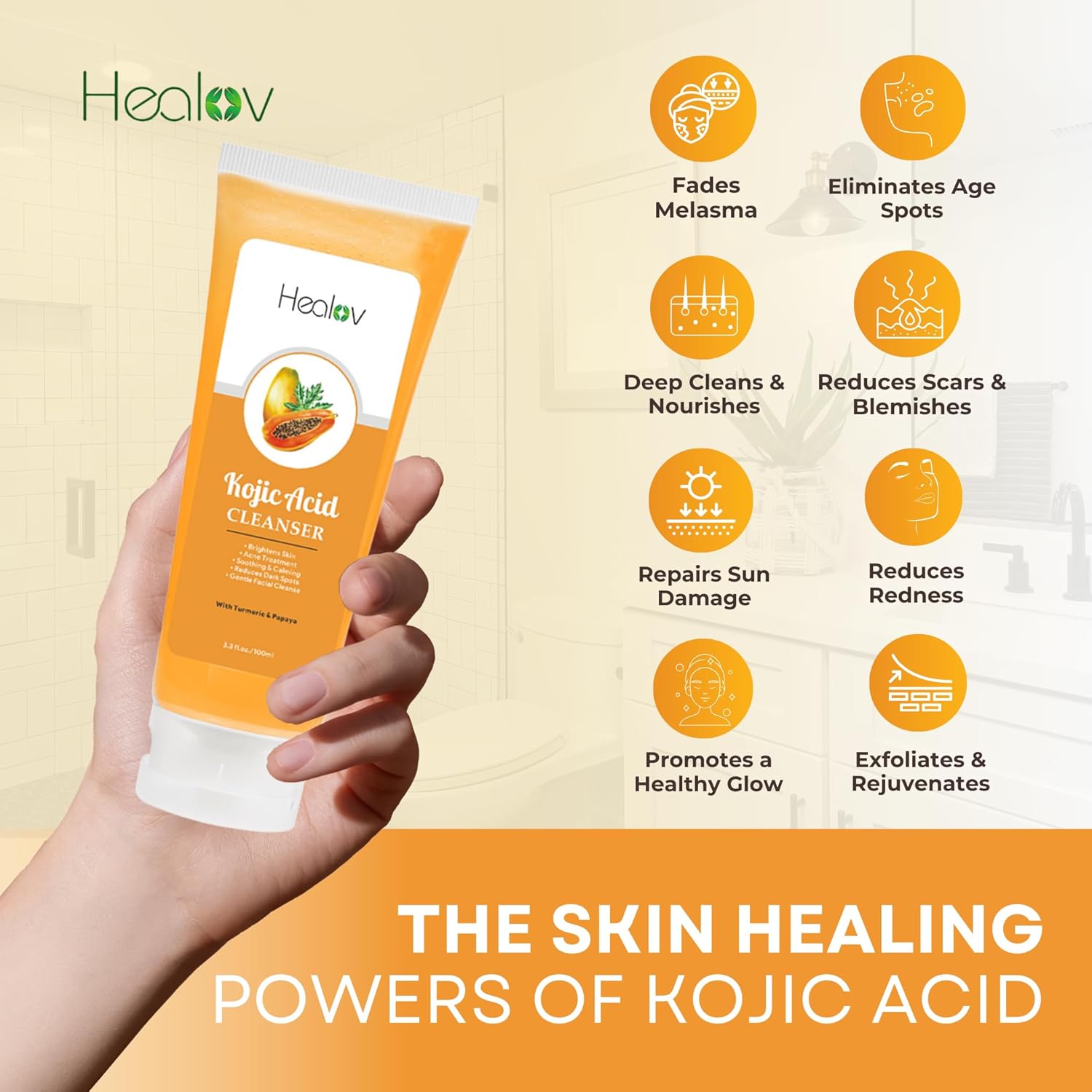 Kojic Acid Soap – Skin Brightening Kojic Papaya Face & Body Wash for Hyperpigmentation – Dark Spot Soap Reduces Acne, Scars, and Enhances Skin Tone – Turmeric Facial Cleanser for Brighter Glowing Skin - Image 6