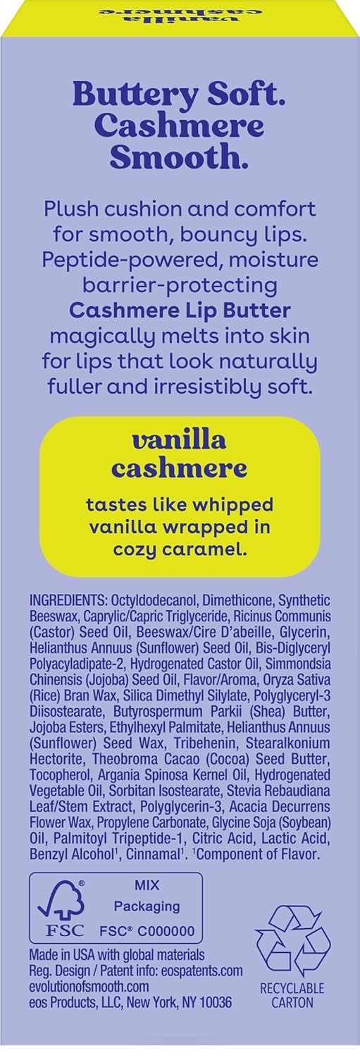 eos Cashmere Lip Butter, Vanilla Cashmere, eos Lip Butter with Plumping Peptides For Smooth Lips, 0.35 fl oz - Image 10
