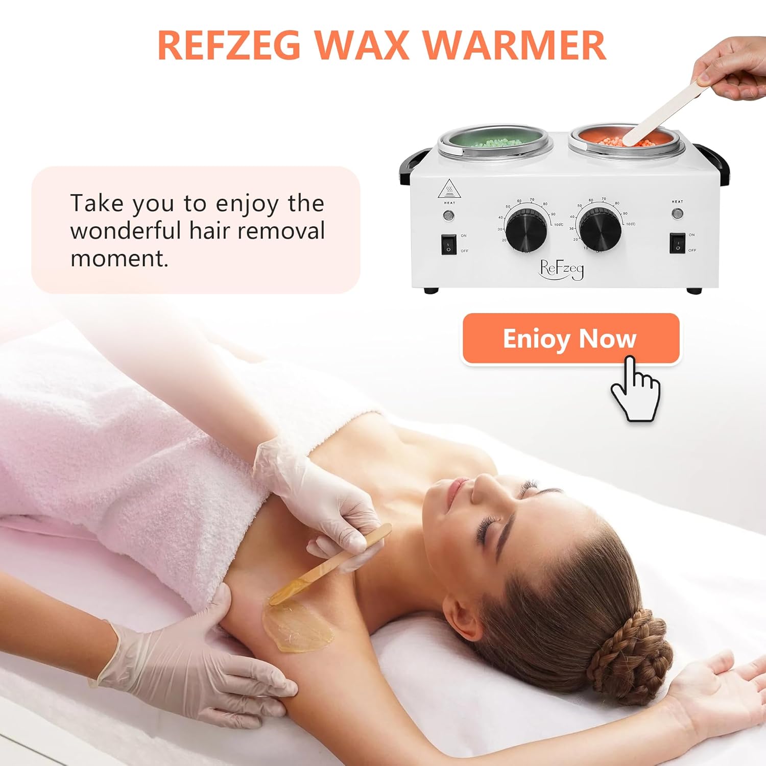 Professional Double Pot Wax Warmer Heater Machine for Painless Hair Removal with 50 Sticks and 20 Collars - Image 7