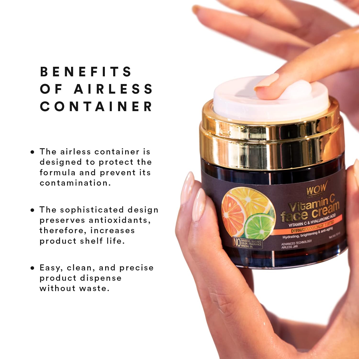 WOW Skin Science Vitamin C Moisturizer Face Cream - Anti Aging Face Moisturizer for Men & Women - Oil Free, Dry Skin Face Lotion - Facial Skin Care Products For All Skin Types (1.69 oz) - Image 3