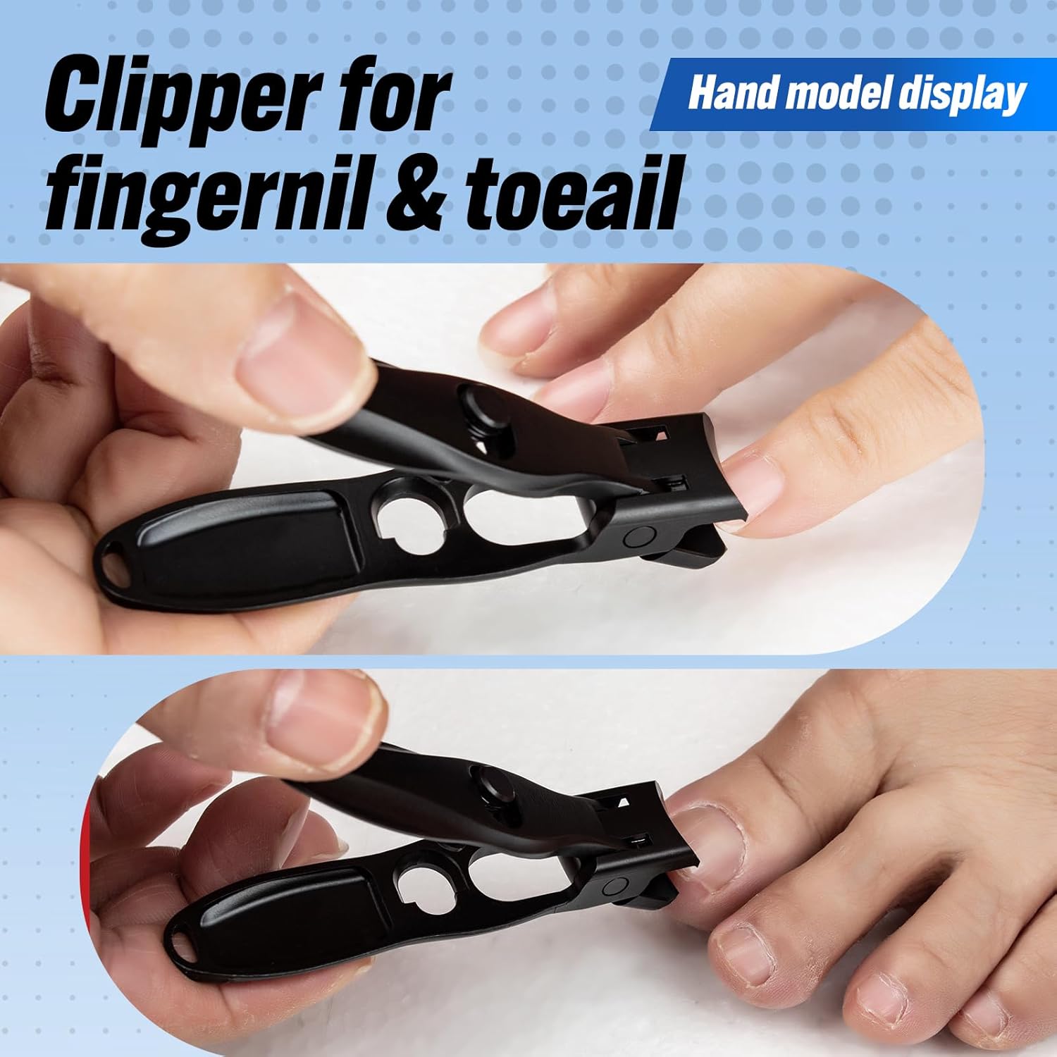 German Nail Clippers, Premium Stainless Steel Wide Jaw Anti Splash Design,Ultra Sharp Heavy Duty Clippers with Ergonomic Lever,Perfect for Men,Women, and Seniors(Black) - Image 5