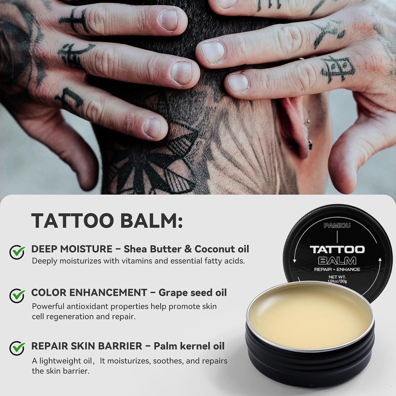 Tattoo Aftercare Kit For New Tattoos, Include Tattoo Balm, Tattoo Lotion, Tattoo Soap, Quick Healing, Soothing, Naturally-Derived, Petroleum-Free, Fragrance Free (3 Piece Set) - Image 3