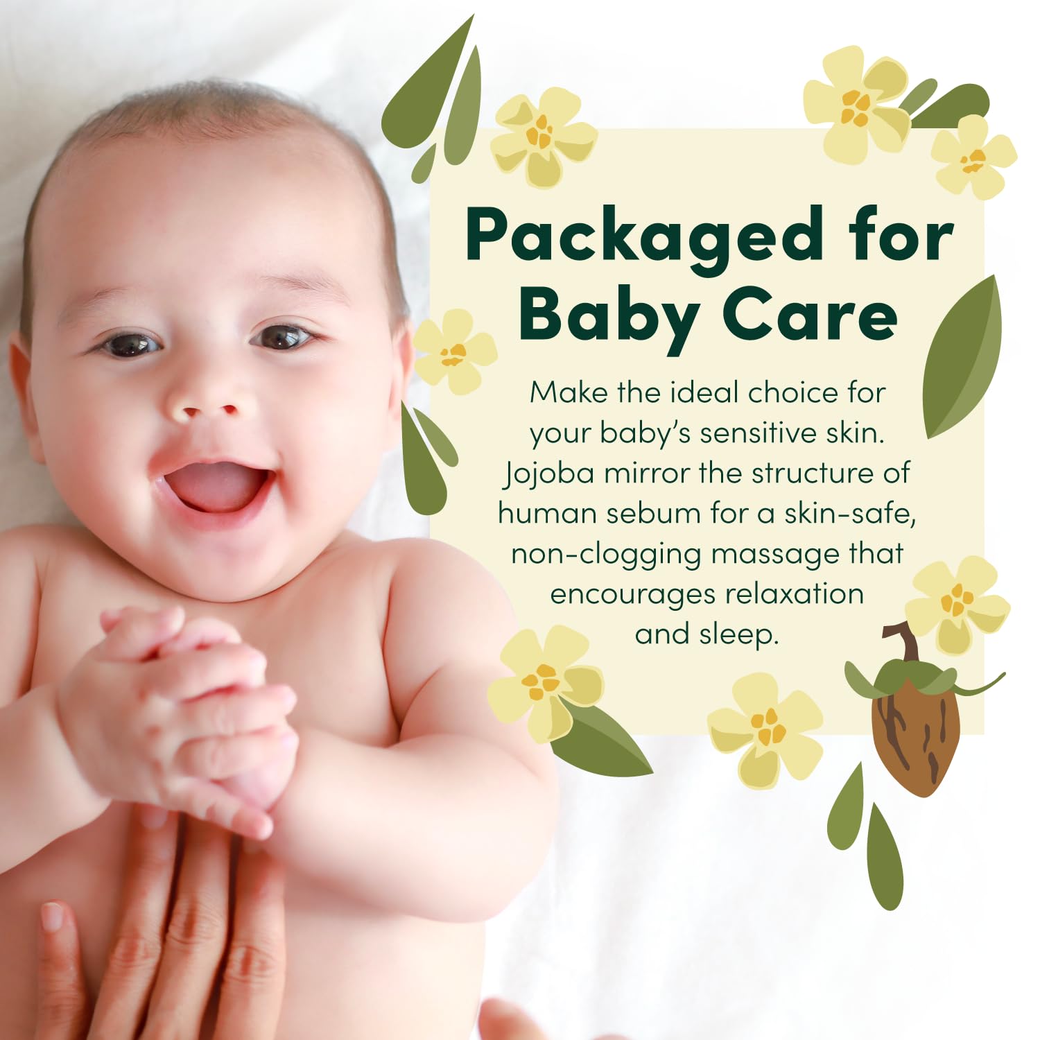 HobaCare Organic Jojoba Baby Oil with Pump Dispenser – 100% Pure Natural Unrefined Unscented Hexane Free Cold Pressed Jojoba Oil for Baby Hair, Infant Skin, Scalp Moisturizing (8.45 oz) - Image 5