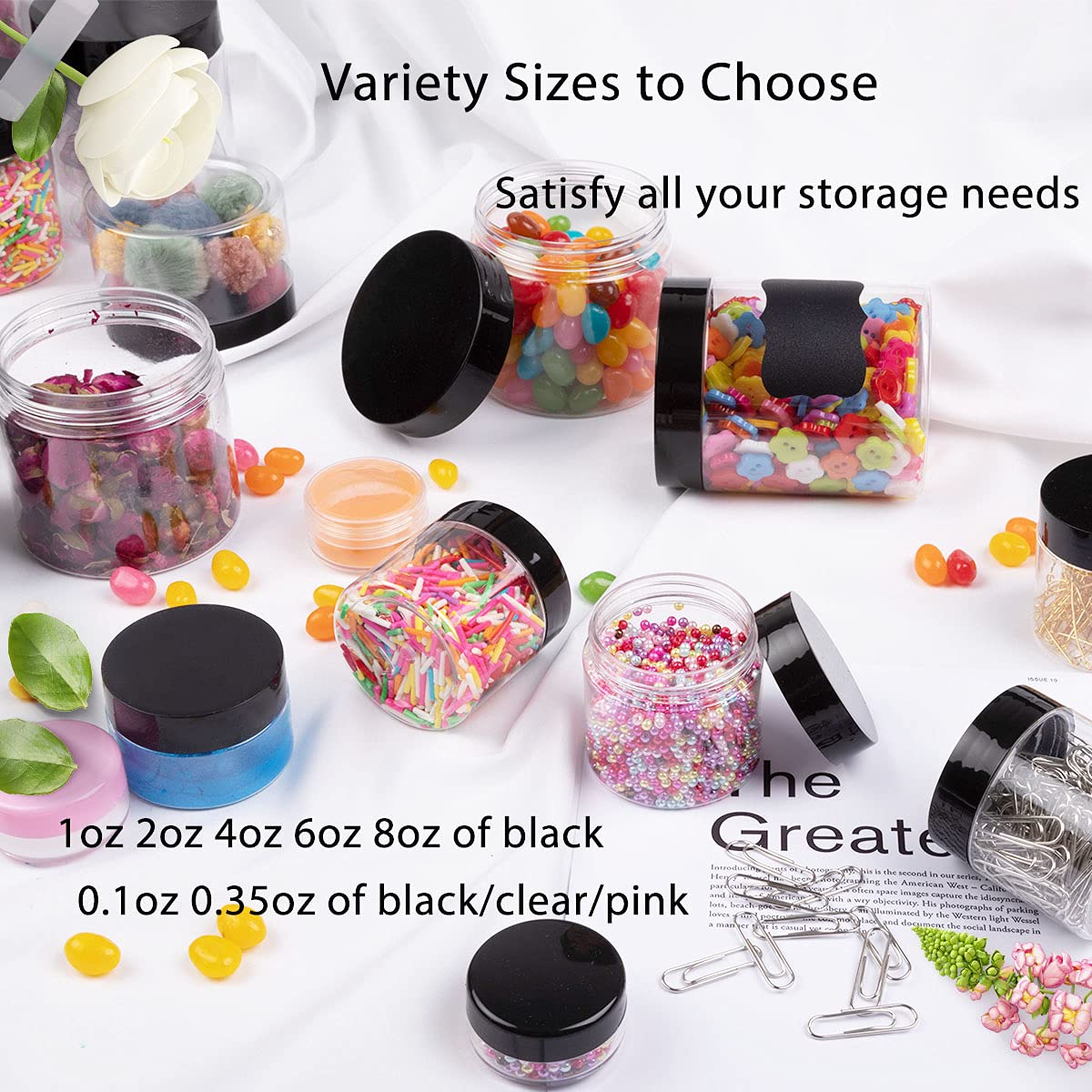 Tiny Cosmetic Containers, 3 Gram 50Pcs Sample Containers with Lids, BPA Free Clear Sample Jars for Makeup, Lotion, Eye Shadow, Powder, and Lip Balm - Image 6