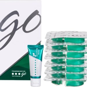 Opalescence GO 15 Whitening Bundle - (7 Treatments) Hydrogen Peroxide Prefilled Whitening Trays and Travel Sensitive Whitening Toothpaste 1 Oz - Mint Flavor- 6288-1T