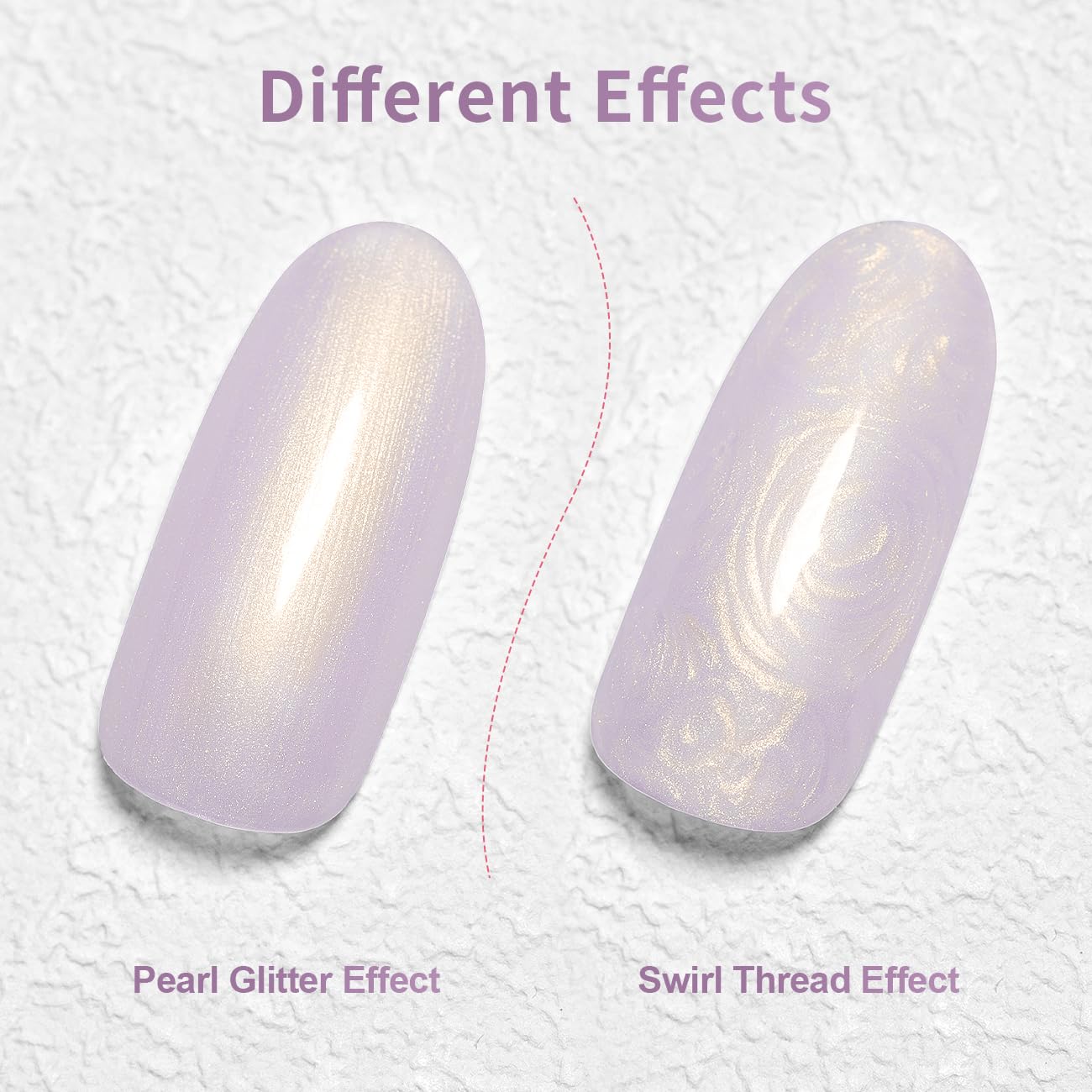 RARJSM Pearl Gold Gel Liner Nail Art Pearlescent Milky Light Purple White Golden Shell Glitter Swirl Effect Gel Nail Polish 8ml Build in Thin Brush Painted Drawing Striper Gelpolish Curing Requires - Image 4