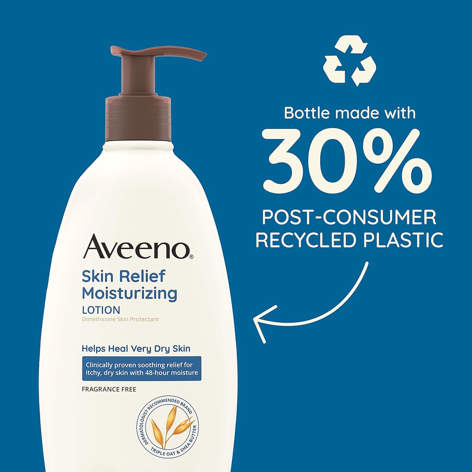 Aveeno Skin Relief Moisturizing Lotion for Very Dry, Itchy Skin with Soothing Triple Oat & Shea Butter Formula, Fragrance Free, 12 Fl. Oz - Image 4