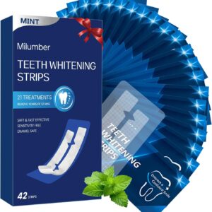 Teeth Whitening Strips for Sensitive, 42 Strips Whitener Safe Whitestrip, Deep Stains Removal Tooth Whitening, Enamel Safe Non-Slip Dry Strip Technology for Whiter Teeth, Mint