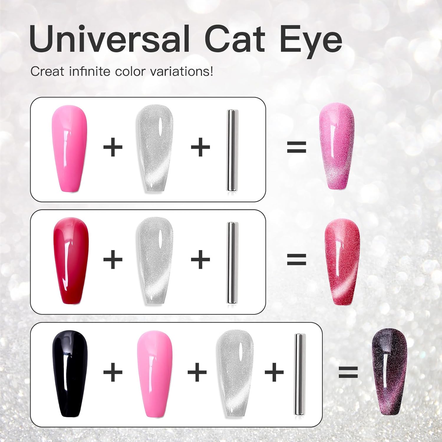 Silver Velvet Magnetic Holographic Cat Eye Gel Nail Polish 10ml UV Curing - Image 4