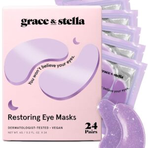grace & stella Under Eye Patches for Puffy Eyes and Dark Circles (Retinol, 24 Pairs) Restoring Gel Under Eye Masks with Hyaluronic Acid - Vegan Cruelty-Free Skincare Birthday Gifts for Women
