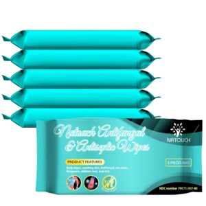Antifungal Body Wipes, 30 Counts(6 Packs of 5) Travel Wipes, Non-Toxic Skin Camp Wipes Help Athletes Foot, Jock Itch, Ringworm. Rinse Free Gym Wipes for Wrestling, Martial Arts