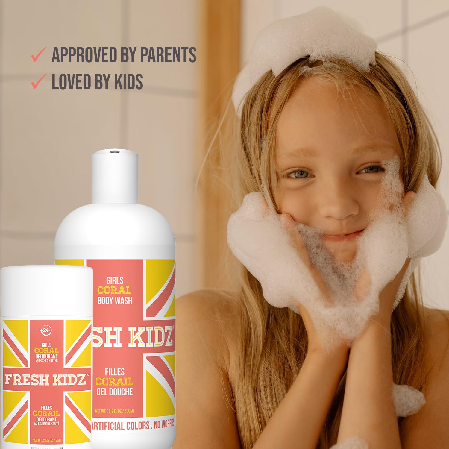 Fresh Kidz Girls Coral Set: Body Wash 16.9 fl oz and Stick Deodorant 2.65 oz - Image 9