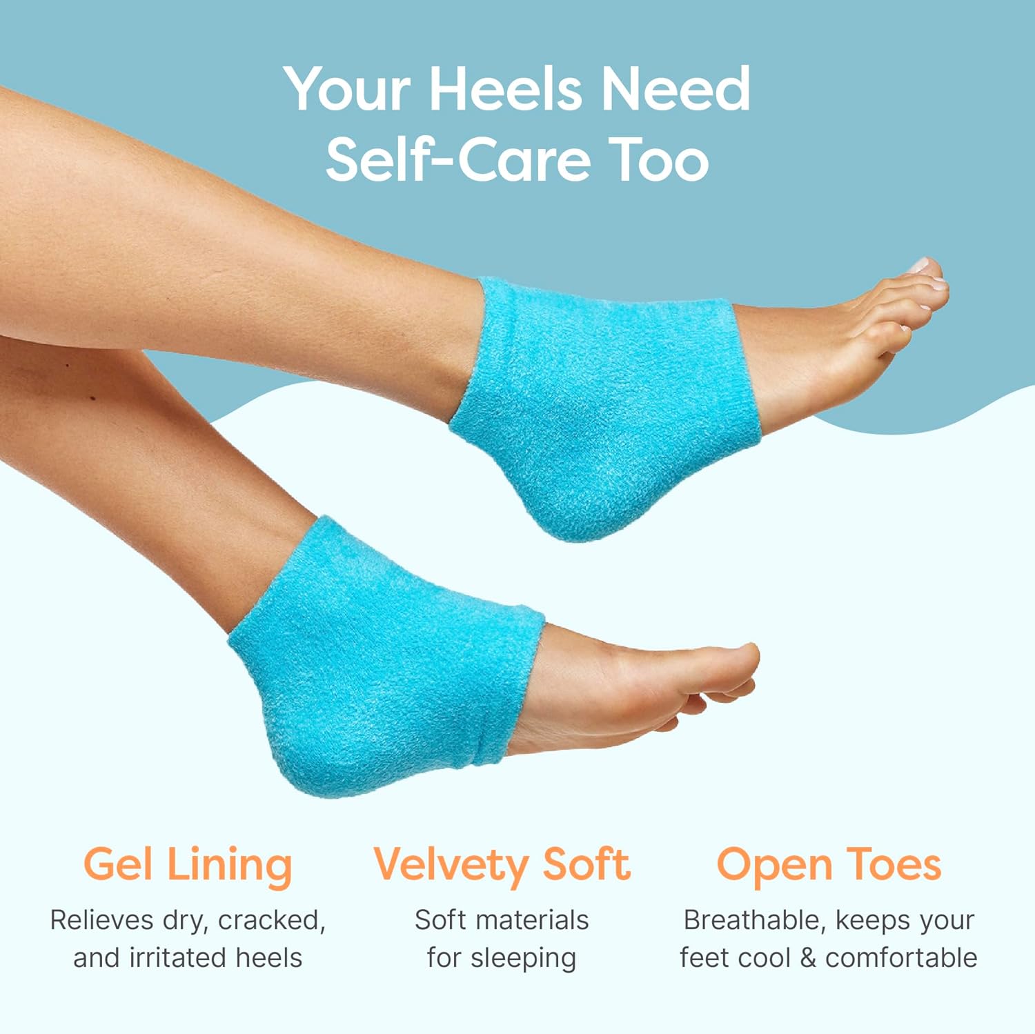 ZenToes Wide Width Fuzzy Blue Moisturizing Socks for Cracked Heels with Vitamin E Jojoba Oil - Image 5