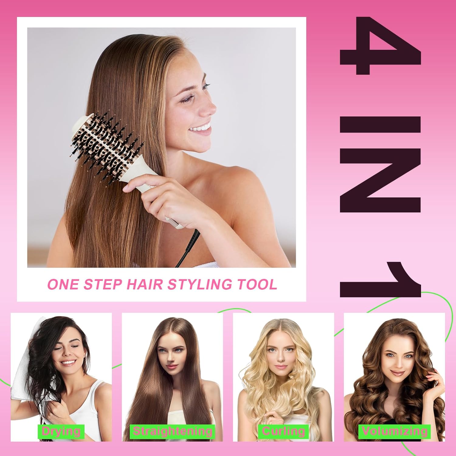 4-in-1 Portable Mini Hair Dryer Hot Air Brush Styler Dual Voltage Compact Size - Image 3