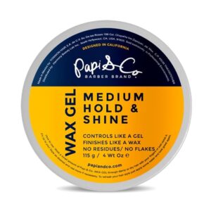 PAPI & CO. - Wax Gel, Hair Gel for Men, Pomade & Classic Styling Gel Hybrid, 100% Water-Soluble Hair Wax, Medium-Hold & Shine Sculpting Gel, 115 g