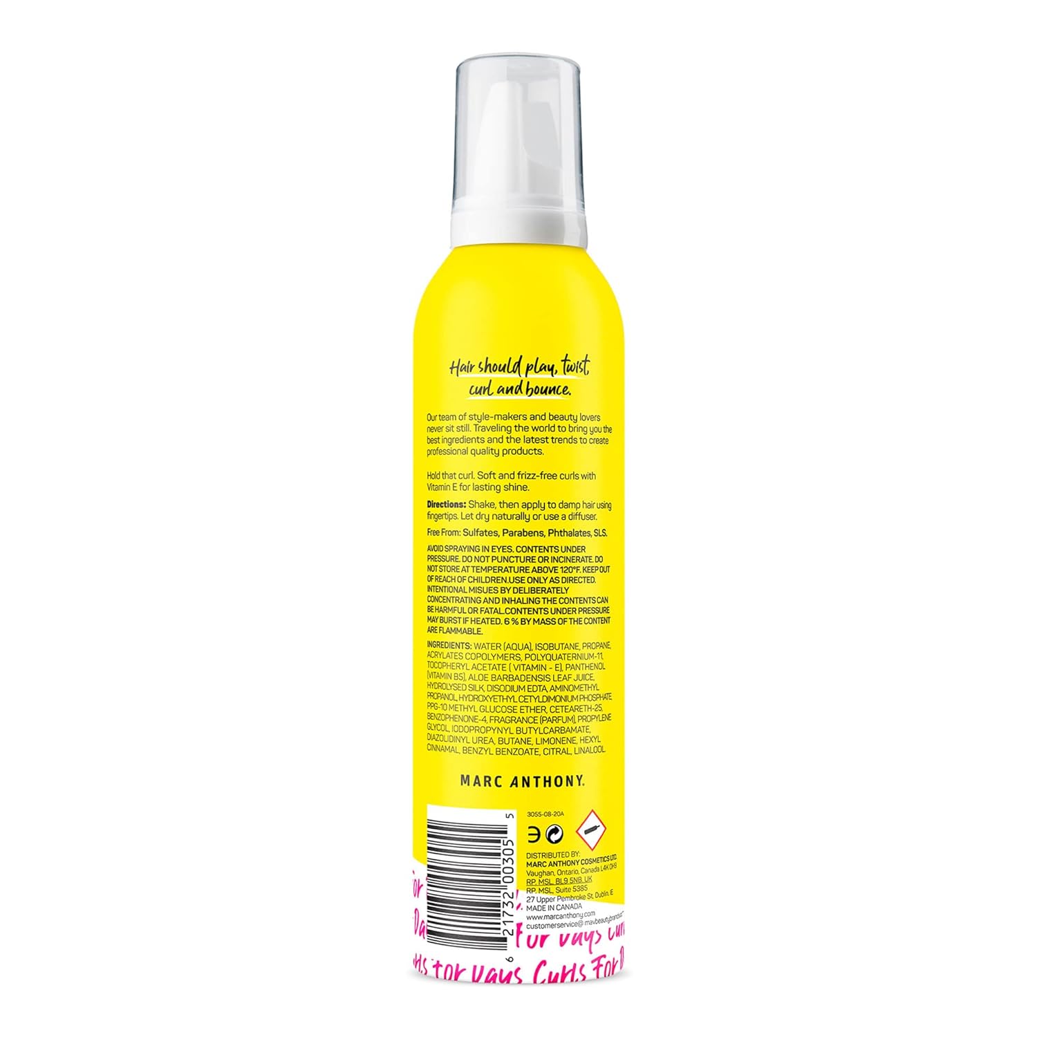 Marc Anthony Curl Enhancing Styling Foam, Extra Hold, Strictly Curls - Vitamin E & Silk Proteins Transforms Frizzy Hair to Full, Shiny, Defined Curls - Sulfate-Free Anti-Frizz Styling Mousse Product - Image 2