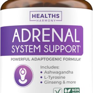 Adrenal Support & Cortisol Manager (Non-GMO) Powerful Adrenal Health with L-Tyrosine & Ashwagandha - Maintain Balanced Cortisol Levels & Stress Relief - Fatigue Supplement - 120 Capsules