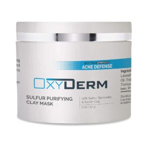 Sulfur Purifying Clay Mask- Deep Pore Cleansing Treatment. Clears Away Acne Blemishes, Clogged Pores, Scars, Oily Skin, Whitehead & Blackhead Pimples for Face & Body with Natural Healing.