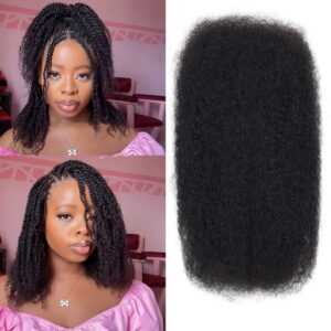 Afro Kinkys Bulk Human Hair, 12 inch 4c Kinky Curly Human Hair for Twist/Permanent Loc Extensions/Braiding/Repair Locs Can Dye and Bleach(50 Gram),Black