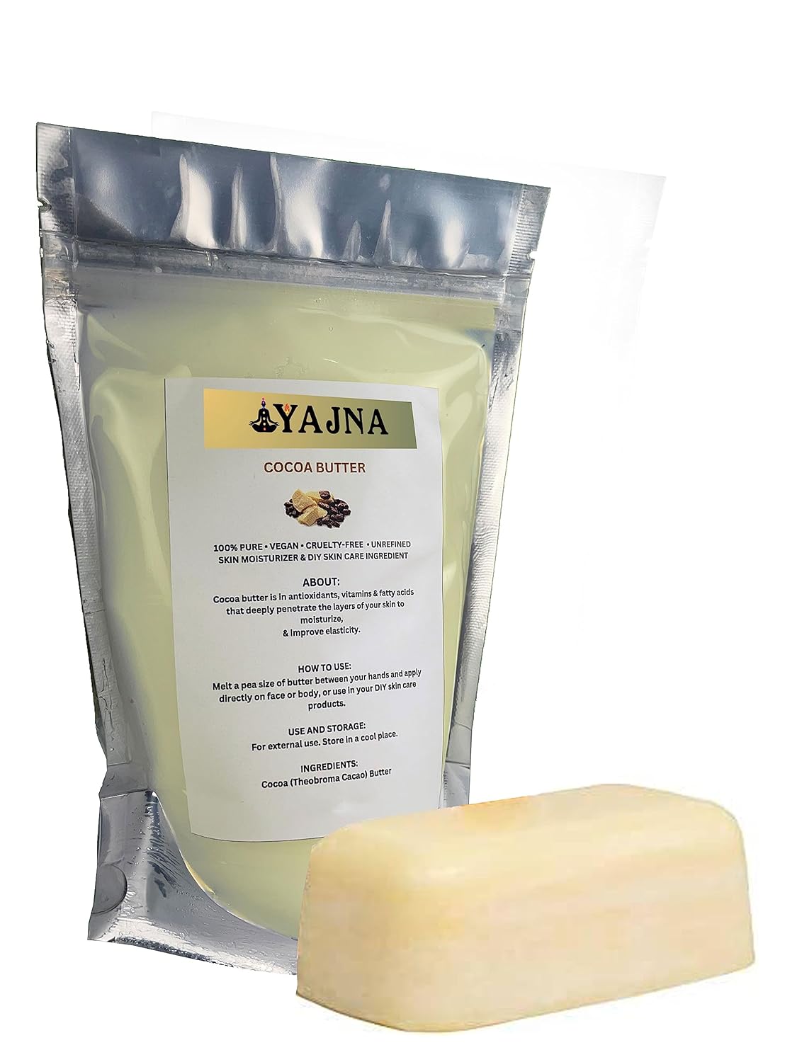 Yajna Organic Raw Cocoa Butter 100% Pure Natural Unrefined 1 LB Moisturizer for Skin and Hair - Image 4