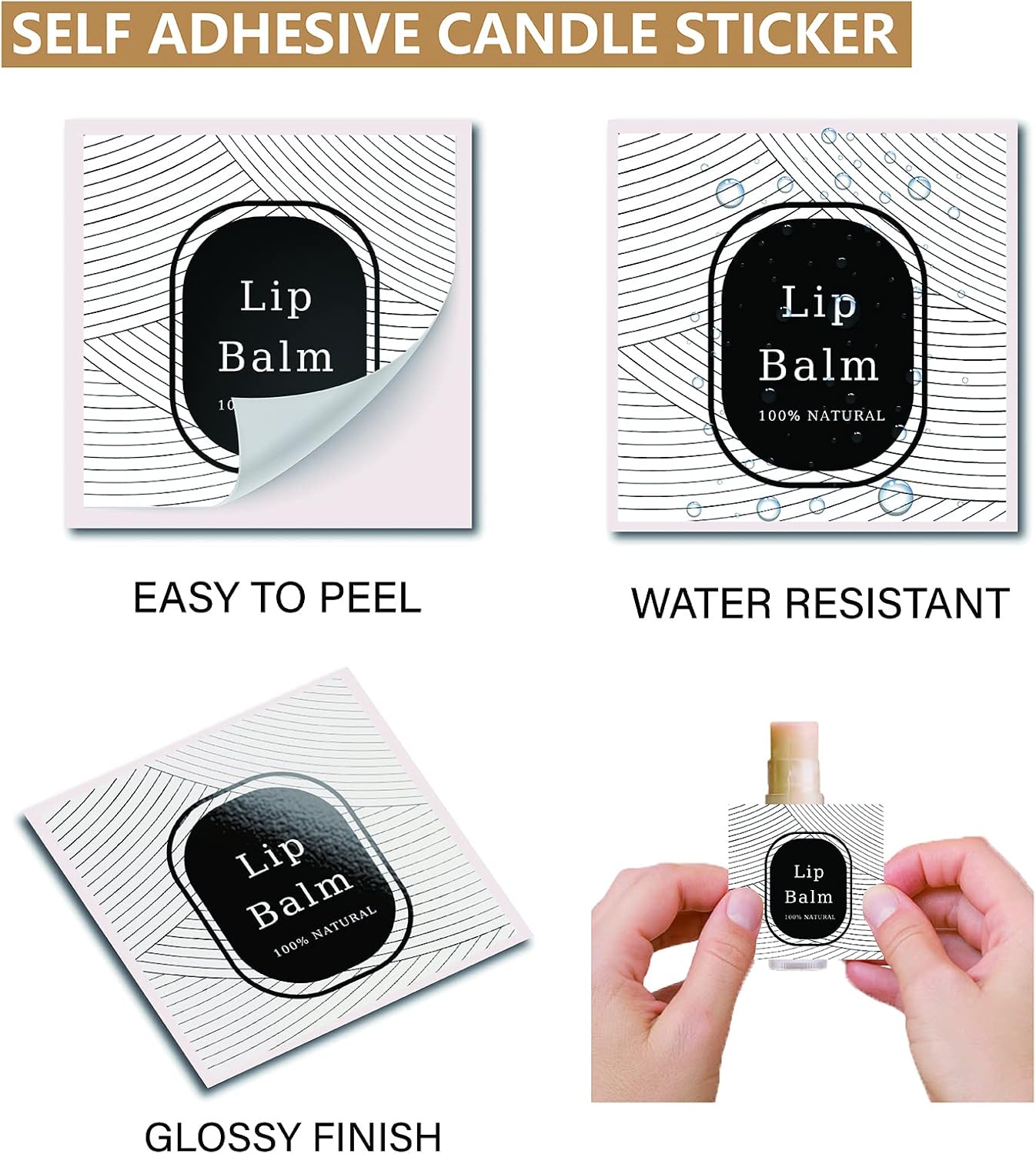 CRASPIRE 2" Clear Lip Balm Labels - 80pcs Printable Waterproof Stickers for Tubes, Handcream, Candle Container (Geometry) - Image 3