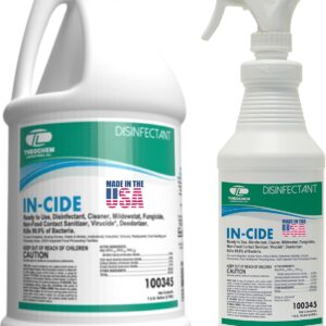 In-Cide Disinfectant Spray EPA Registered Hospital Grade Kills 99.9% of Germs MRSA, Norovirus, C Diff, Multi Surface Cleaner for Homes Clinics Fresh Scent 1 Gallon 128 oz & 32 oz Quart 2 Pack