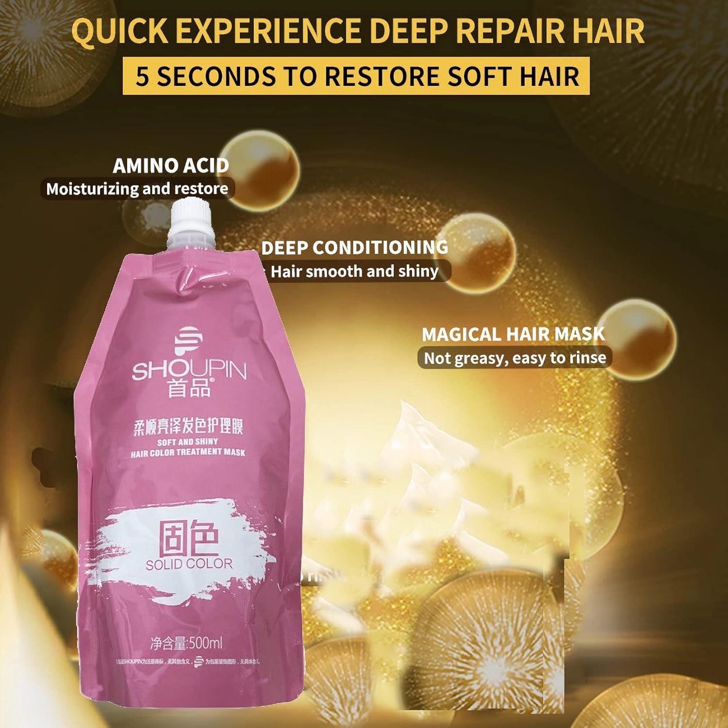 Hair Color Treatment Mask Non-Steaming Baking Cream Repair Hair Conditioner no Of Silicone Oil, Easy To Use (500ml) - Image 4