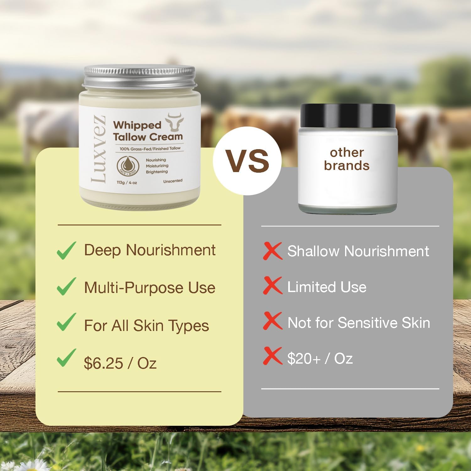 Beef Tallow Face Cream: Unscented 100% Grass-Fed Whipped Tallow Based Skincare - Nourishing Barrier Repair Balm for Dry Skin – 4oz - Image 5